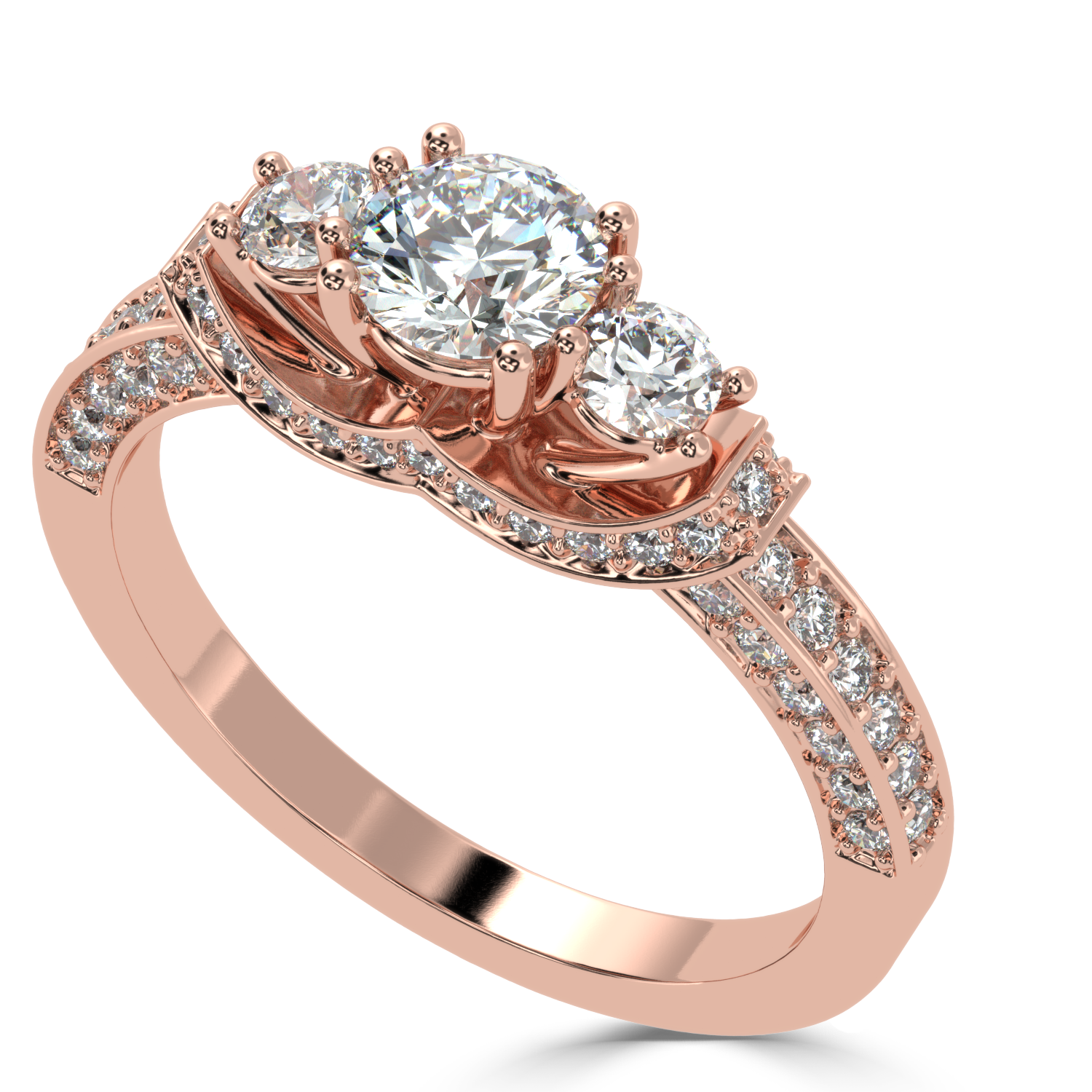 Buy 1.04Ct Three-stone Natural Diamond Ring | SolitaireKart